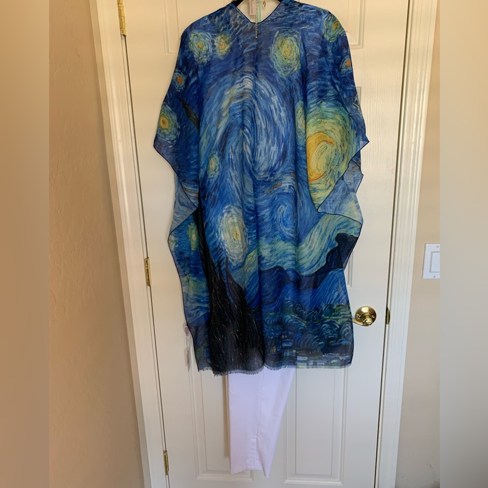 NWT Museum Art Ruana Rhuana Kimono Cover-Up OS “Starry Night” - Picture 5 of 11